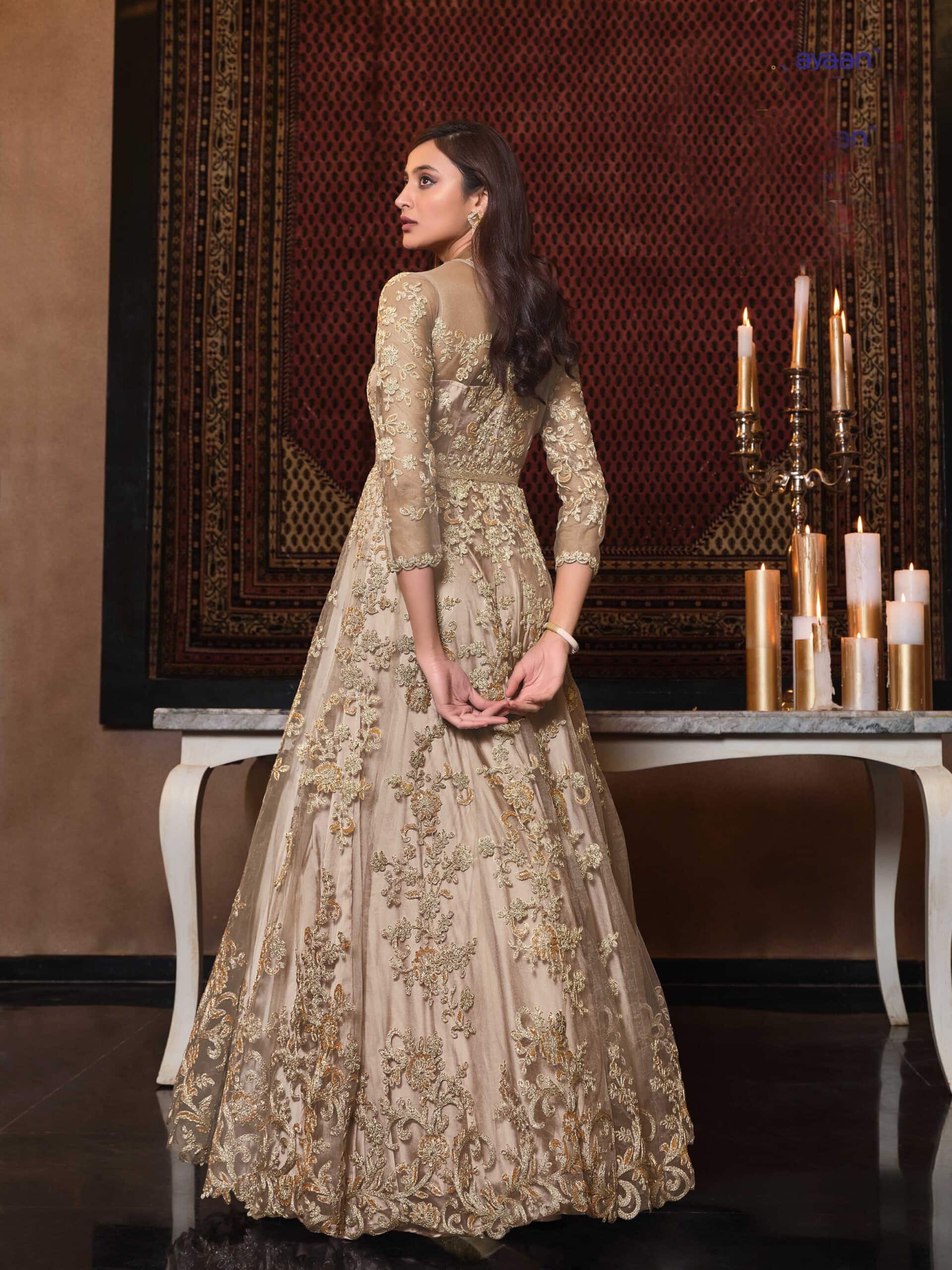 Beige sales anarkali suit