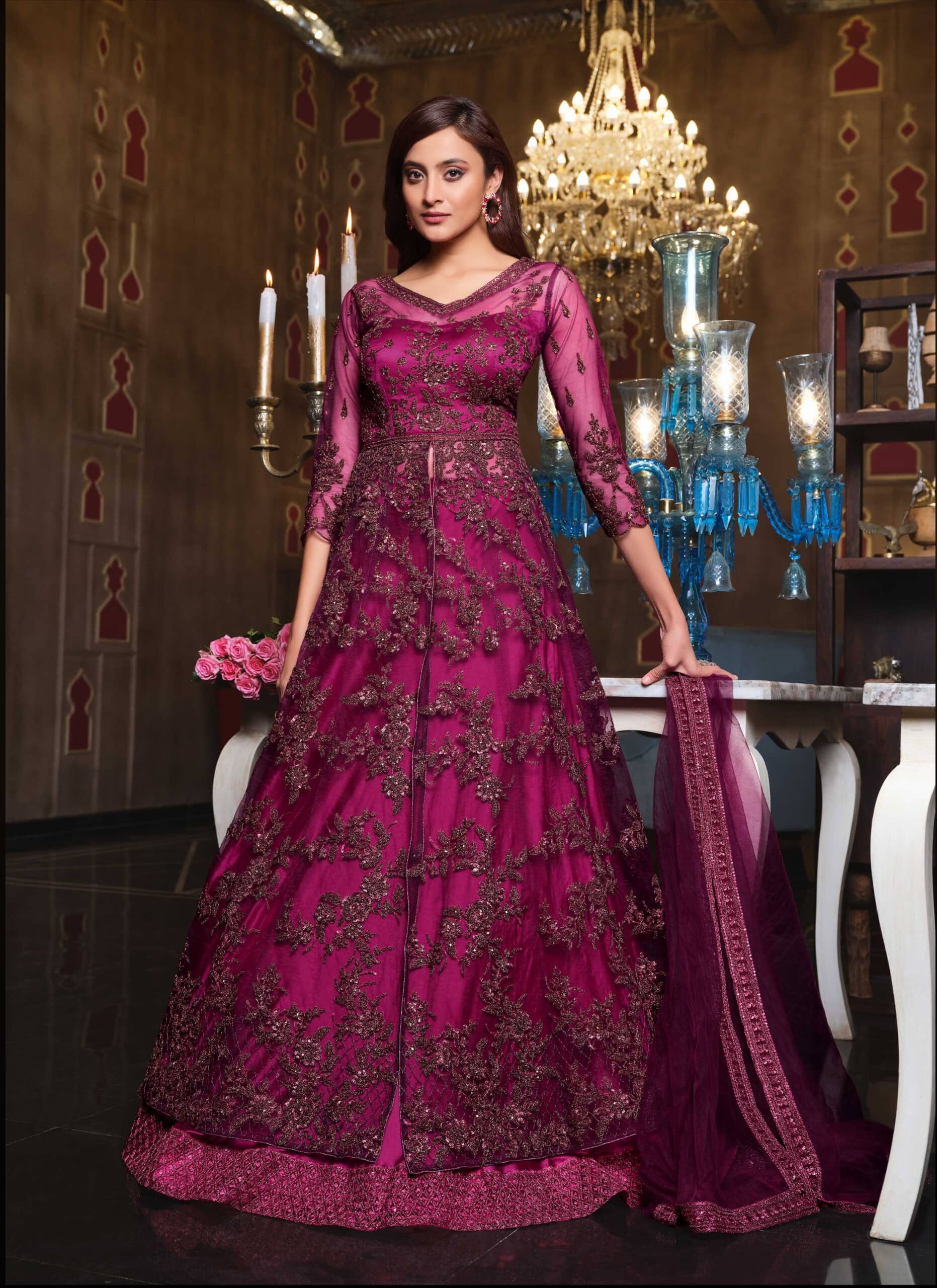 Buy Irresistible Pink Partywear Anarkali Suit - Inddus.com | Buy Now.