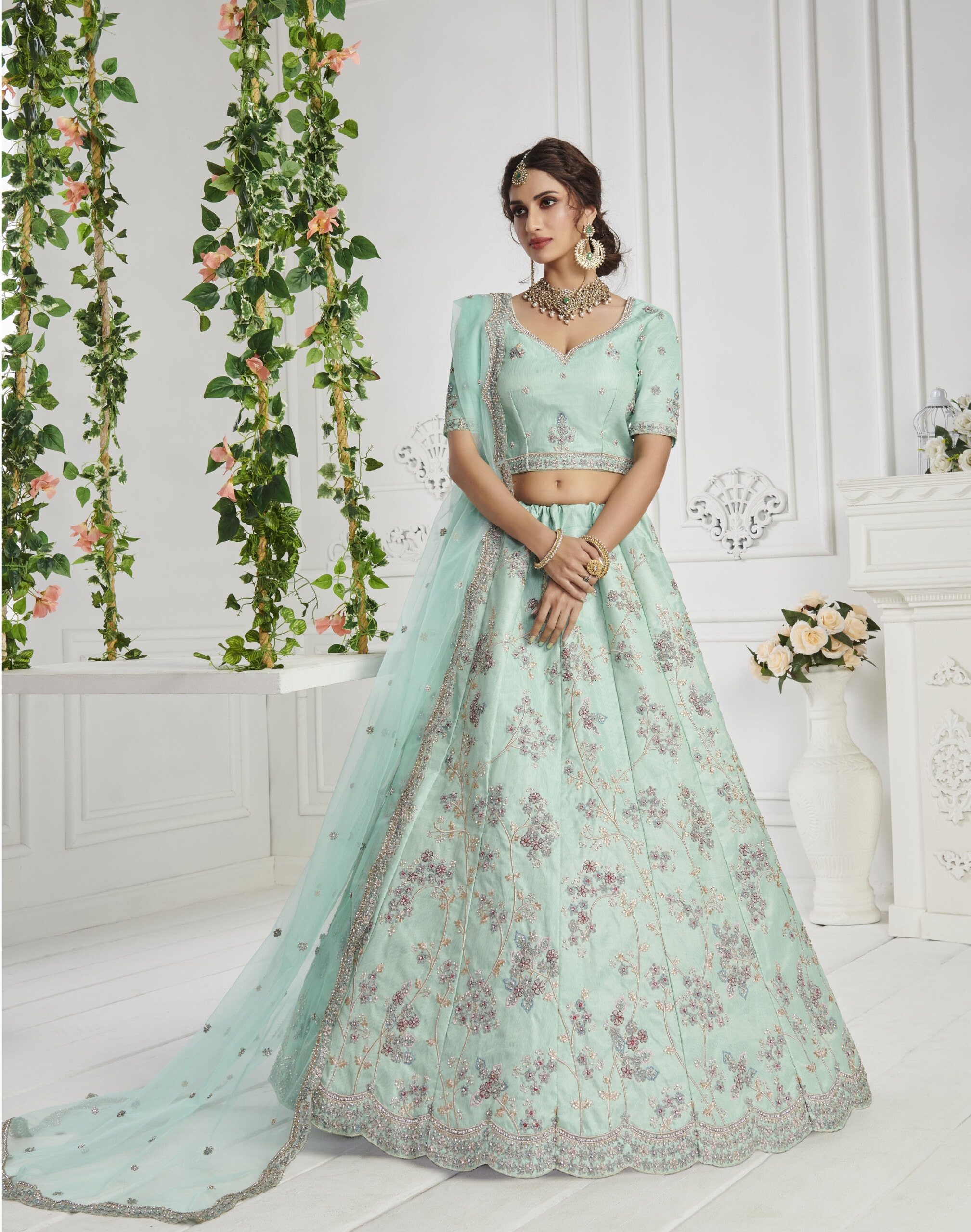 turquoise lehenga online shopping