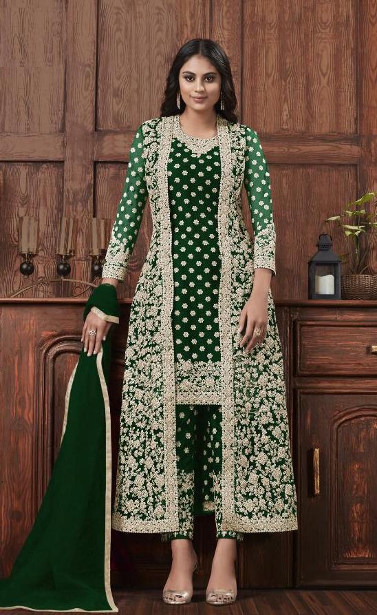 Emerald Green Heavy Embroidered Pant 