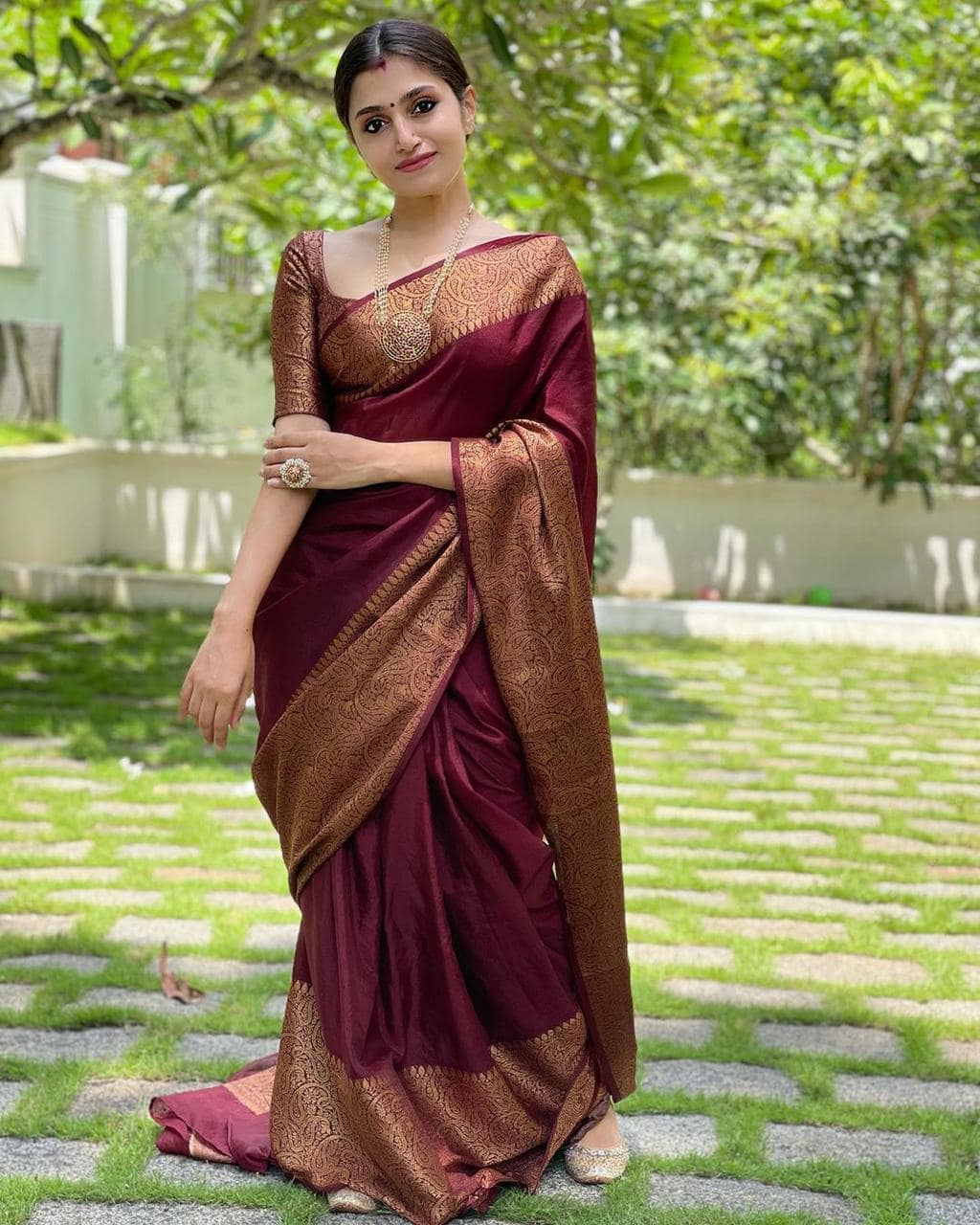 Best Silk Saree India | Maroon Soft Silk Saree with Lovely Matching Blouse  Piece – Glamatyou Fashion