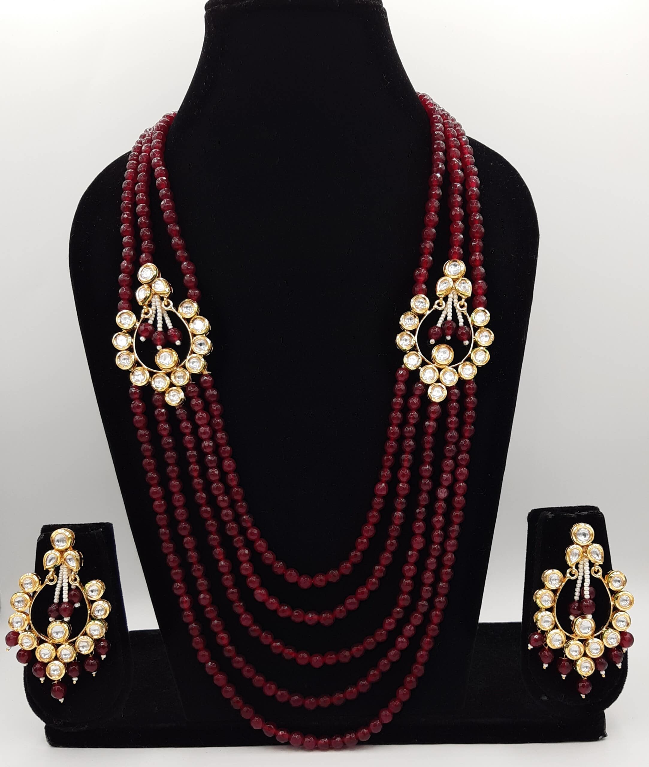 Stones Long Necklace Jewellery Set 