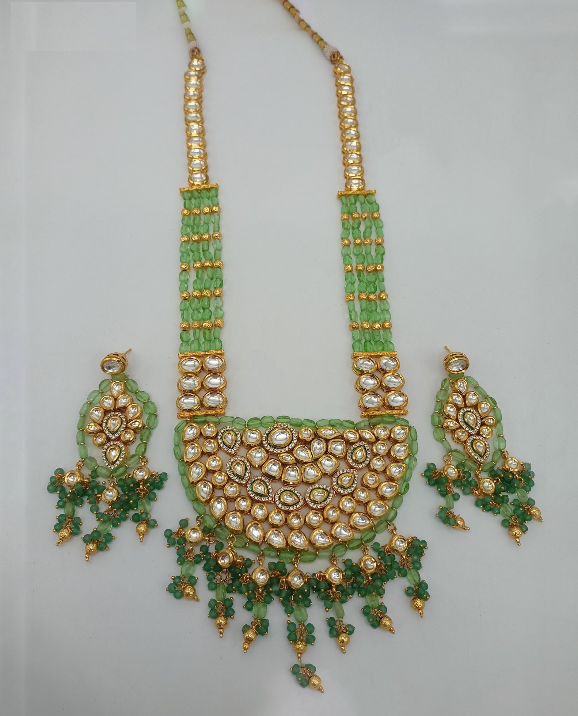 Light Green Kundan Jewellery Set With 