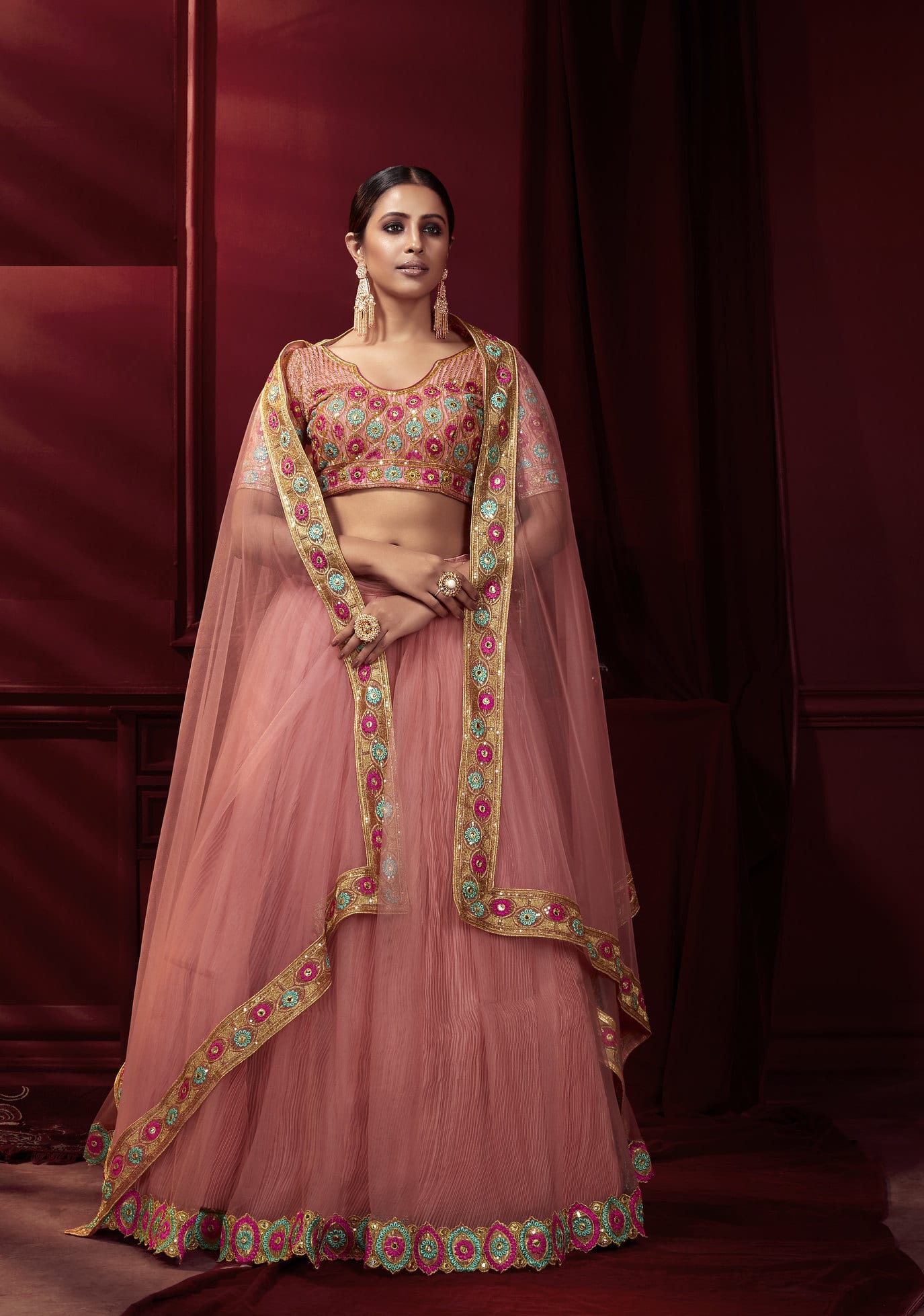 Off White and Peach Lehenga Choli