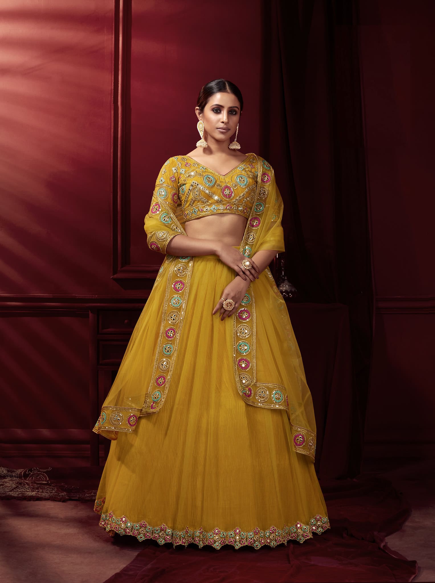 Yellow Colour Dulhan Lehenga Choli, Wedding Lehenga Choli, Party Dress