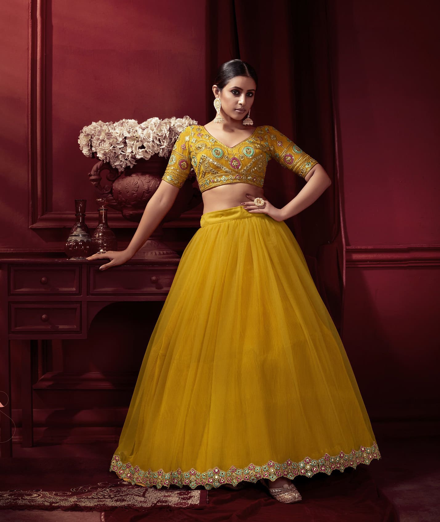 Mustard Gaji Silk Readymade Lehenga Choli - SA360606R