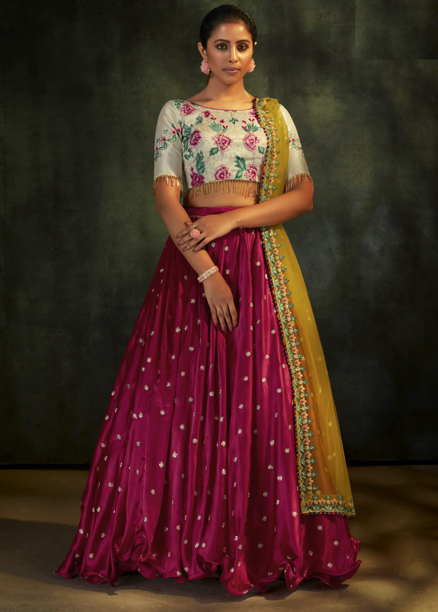 Blue Party Wear Designer CROP top( Saree Style)