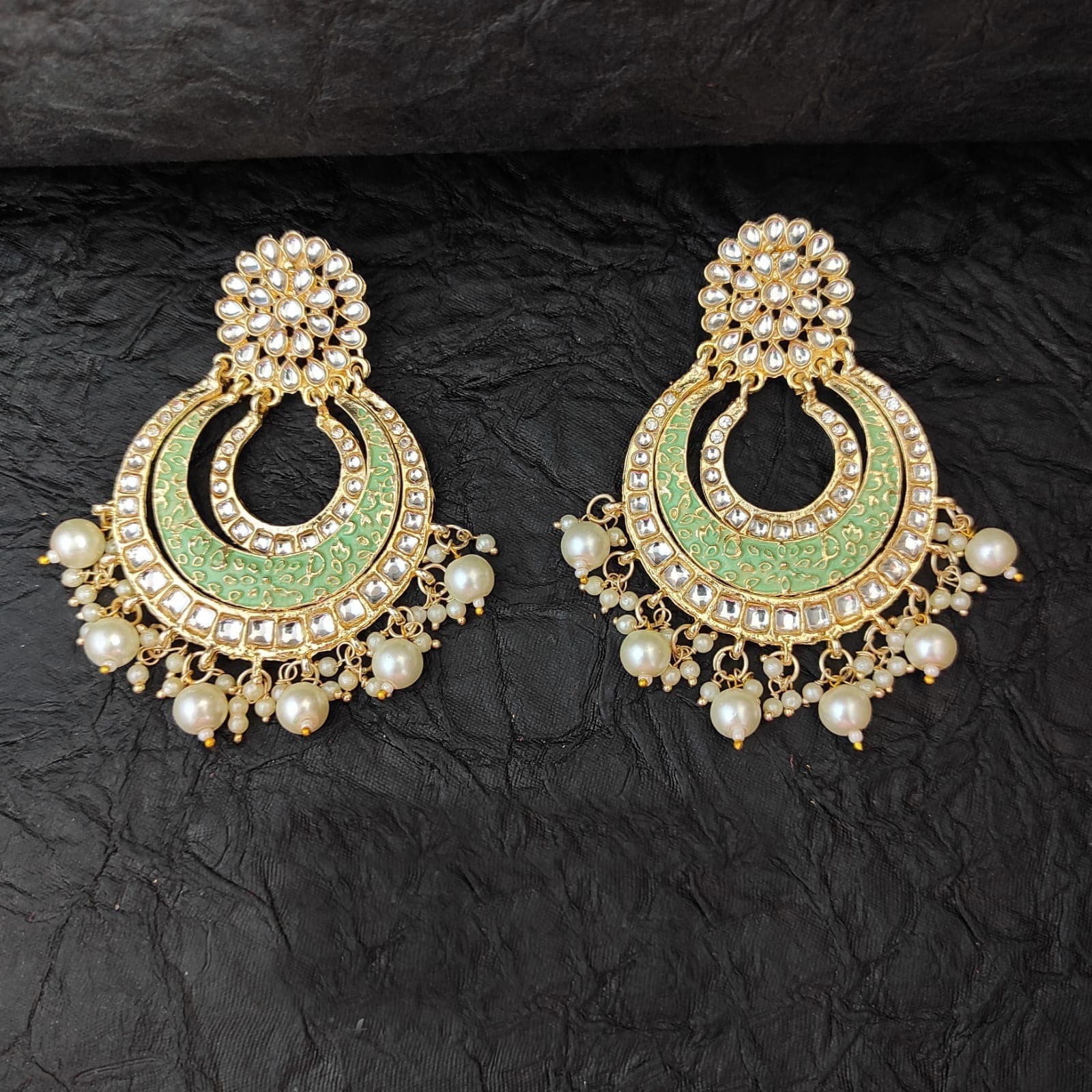 Zaveri Pearls Pink  Green Stones South Indian Style Traditional Jhumki  Earring For WomenZPFK9528  Amazonin Jewellery