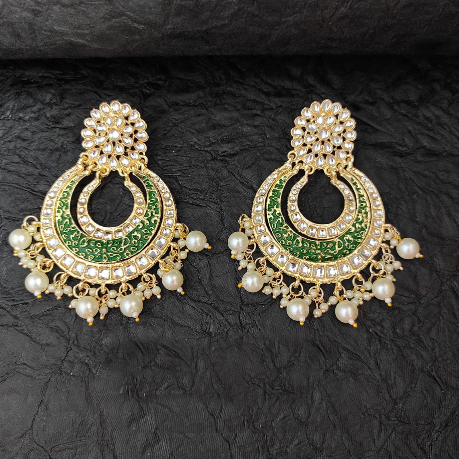 Green Stone Work Meenakari Jewellery Set – Maharani