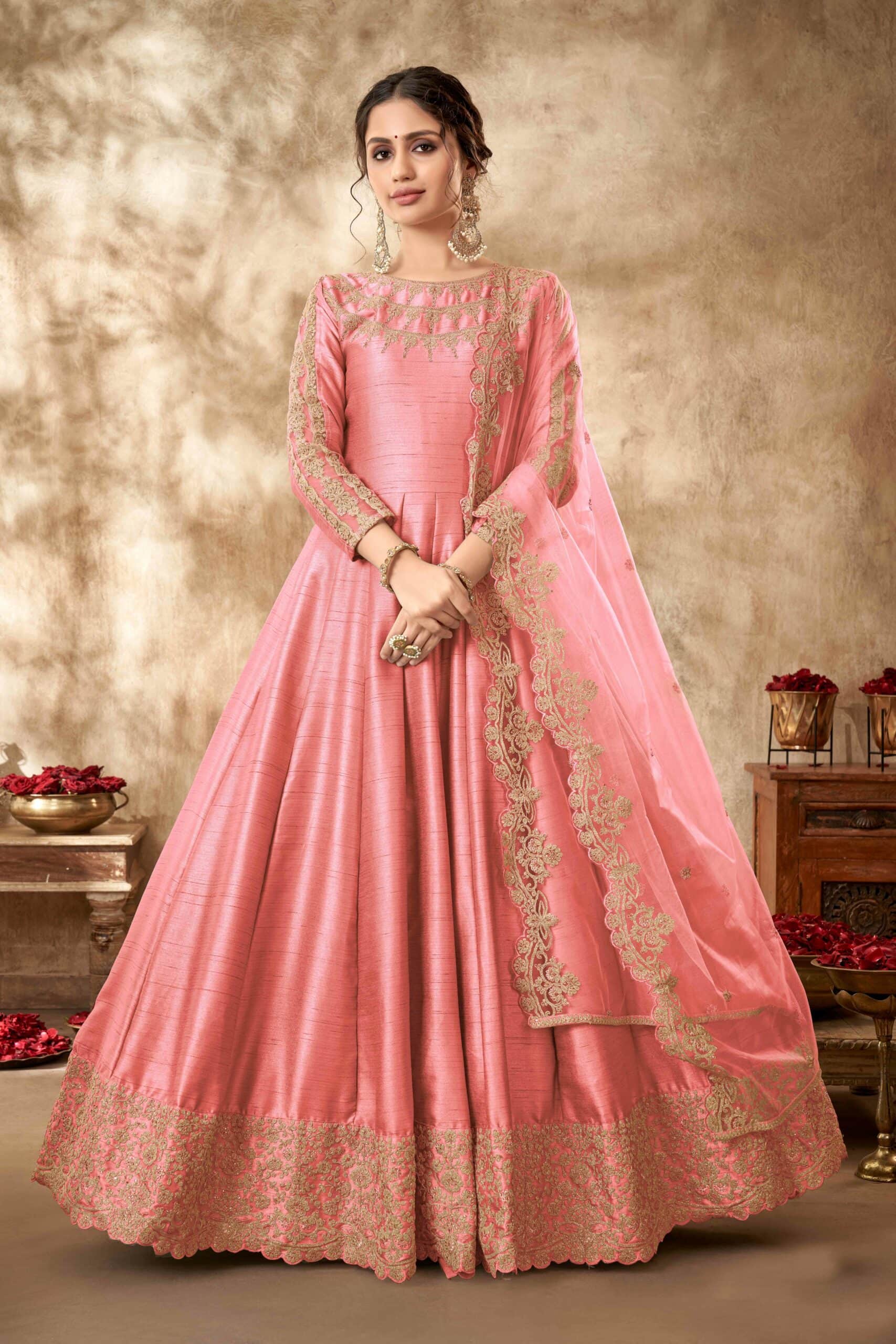 Latest grey silk anarkali suit for wedding - G3-WSS38618 | G3fashion.com