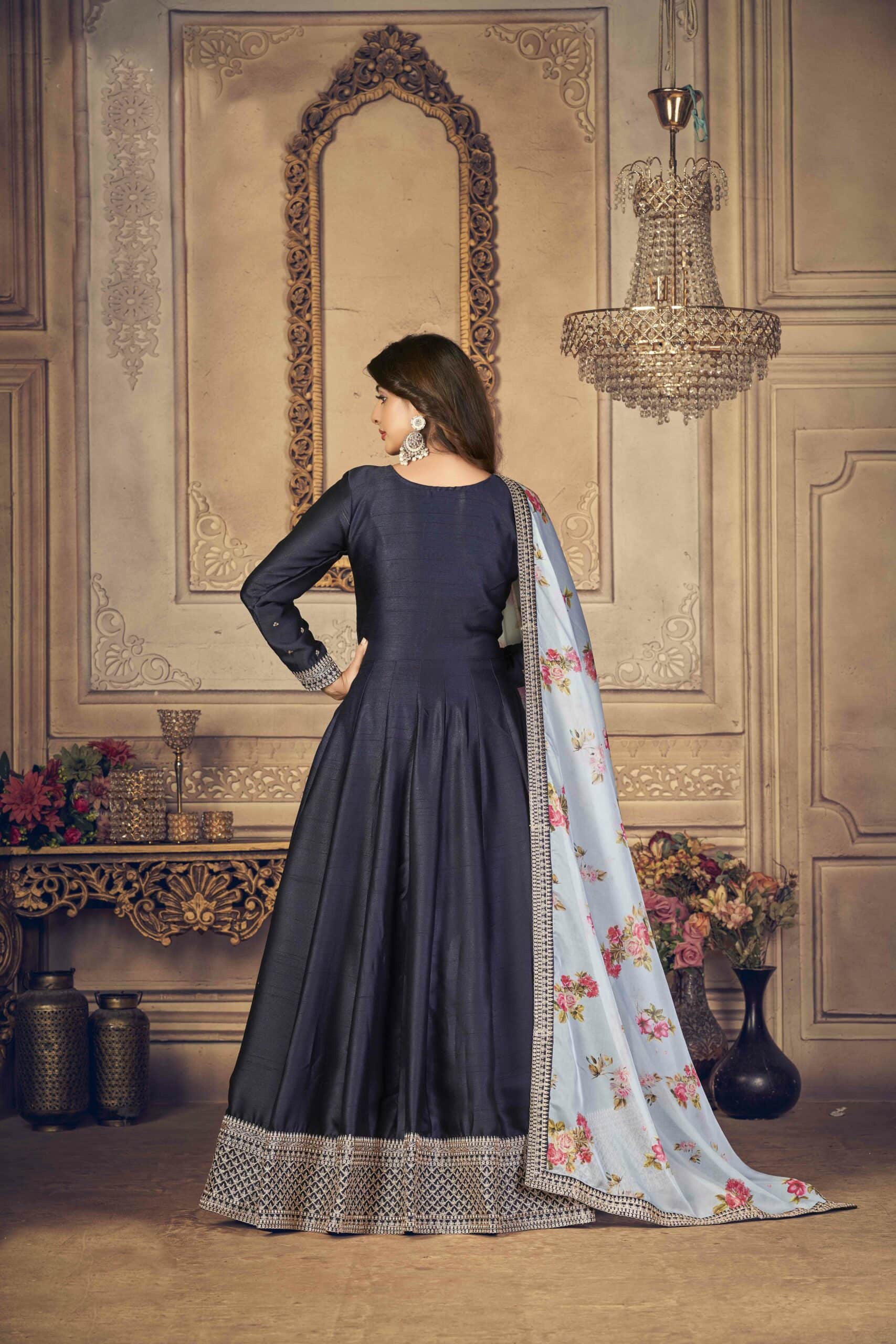 Buy Blue Designer Silk Anarkali Suit In USA, UK, Canada, Australia,  Newzeland online