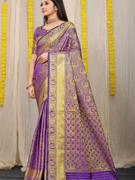 Purple Colour Designer Kanchipuram Silk Saree,bollywood Saree,wedding Wear  Saree,beautiful Saree With Exclusive Weaving,designer Saree - Etsy UK