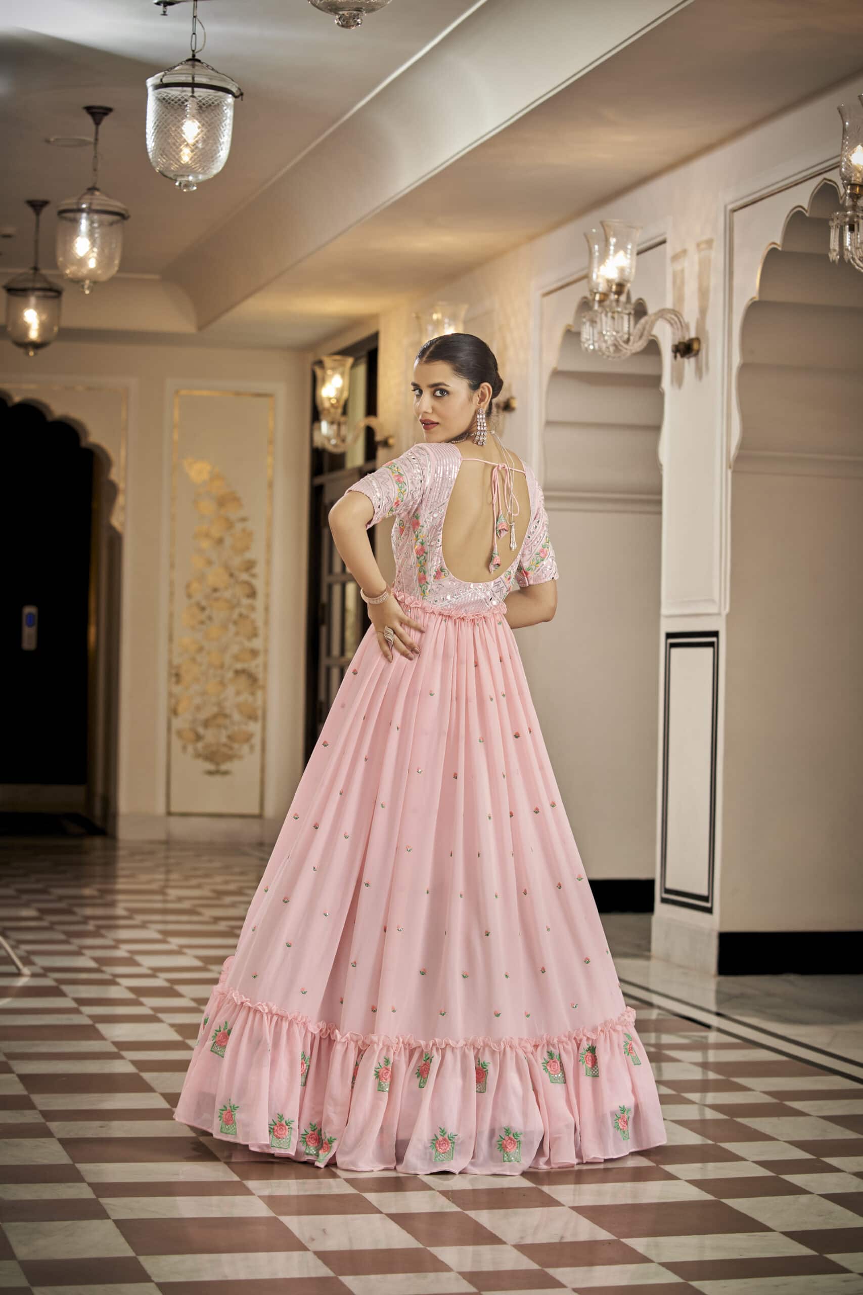 Buy Chintz Rose Pink Georgette Embroidered Anarkali Suit KALKI Fashion India