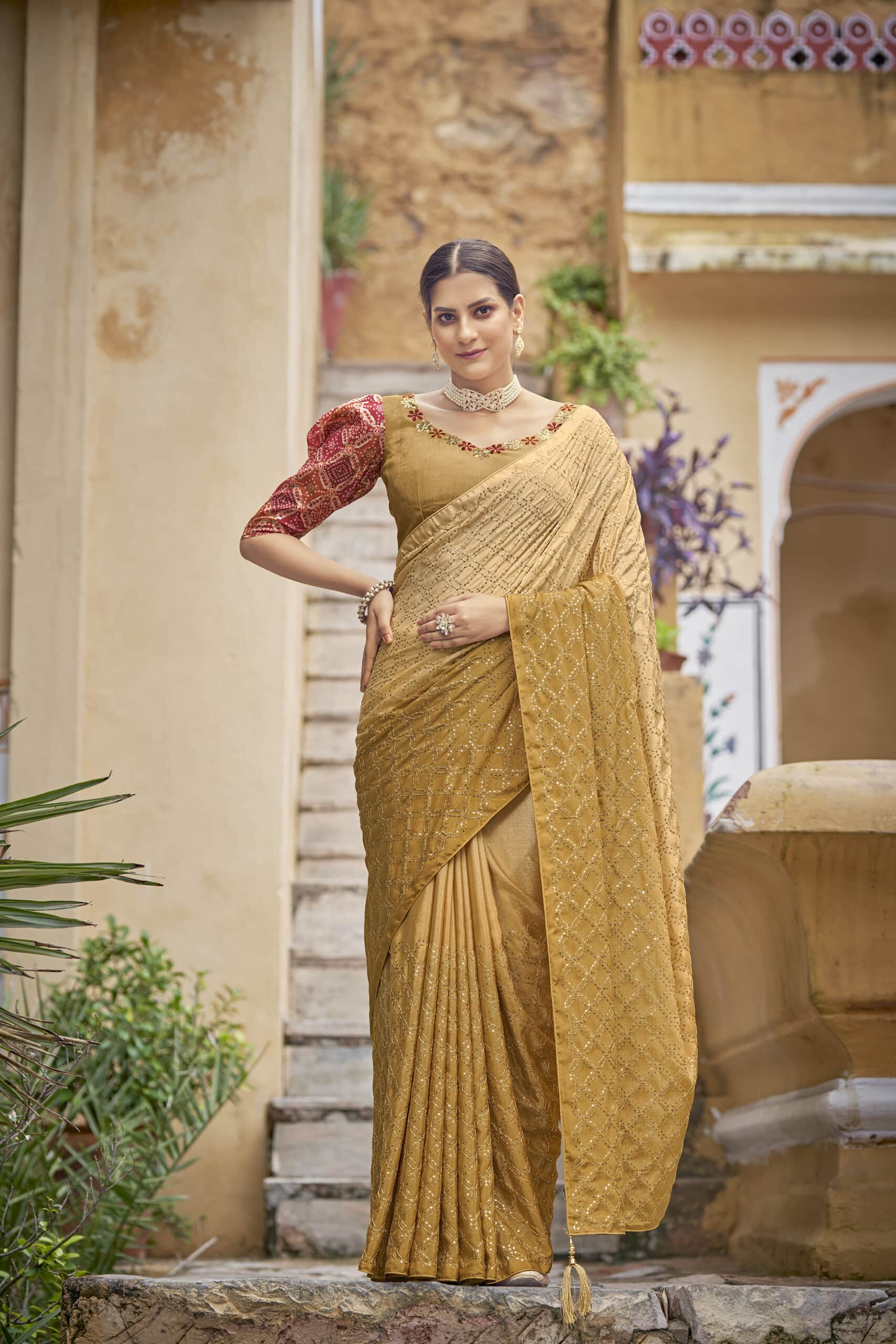 Which colour matches a yellow saree blouse? - Quora