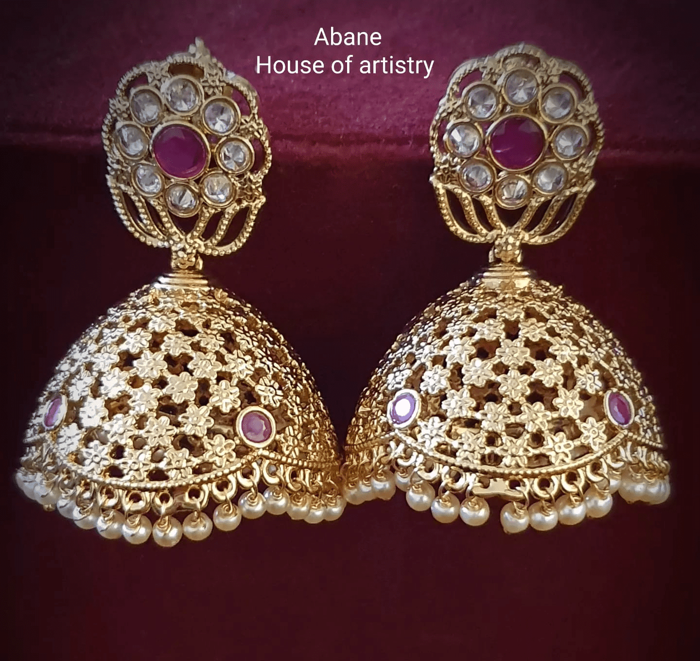 Two Gram Gold Big Stud Forming Earring Net Pattern Shop Online ER3373