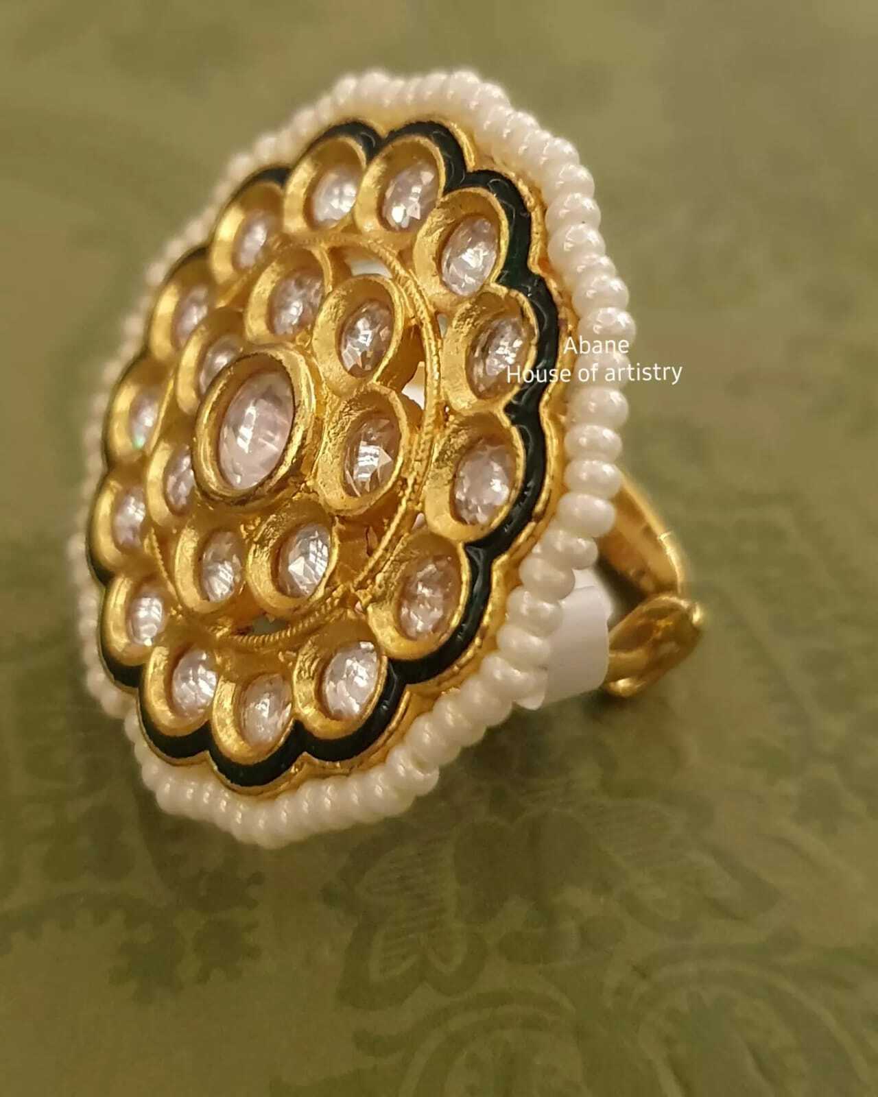 Buy Kundan Adjustable Ring With Rose Gold Plating 302148 | Kanhai Jewels