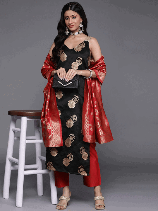 banwery new lunching banarasi jacquard kurti with dupatta collection Catalog