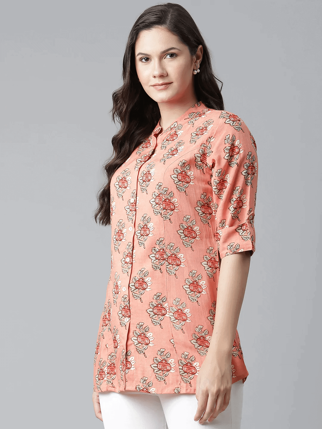Peach Rayon Short Kurti  Maharani