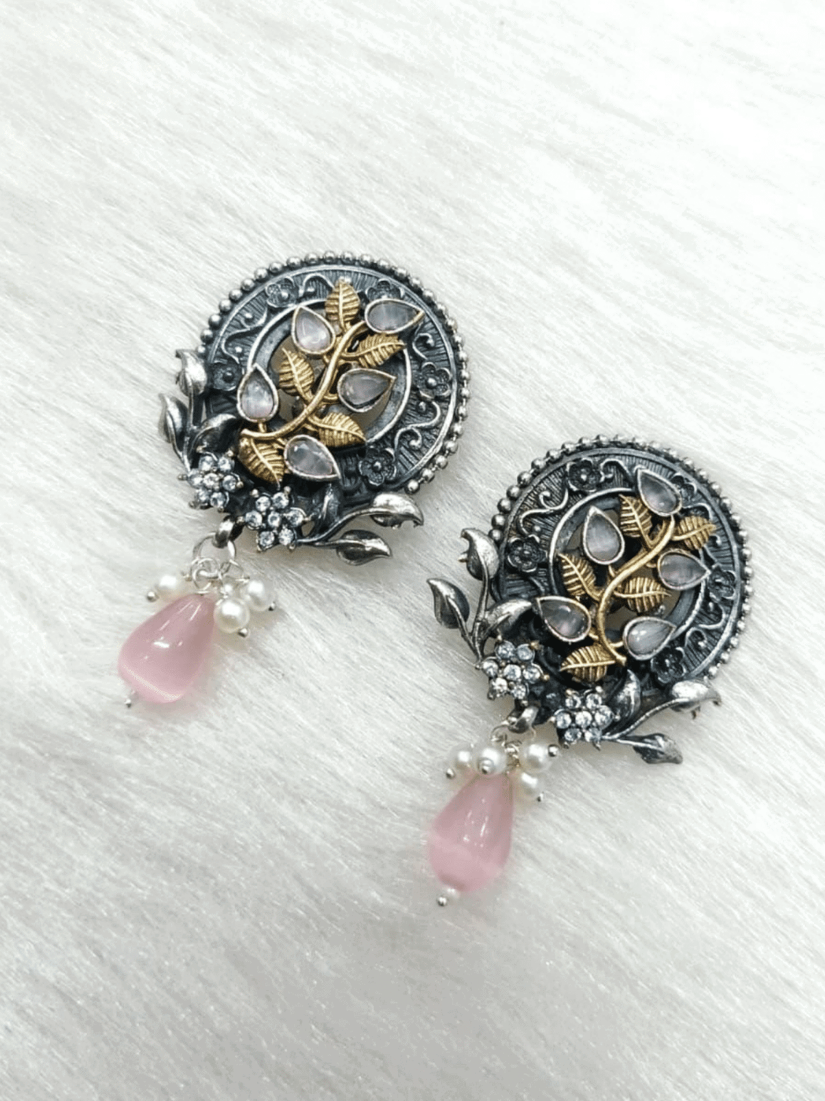 20mm Rhinestone Dance Earrings - Light Pink Pierced