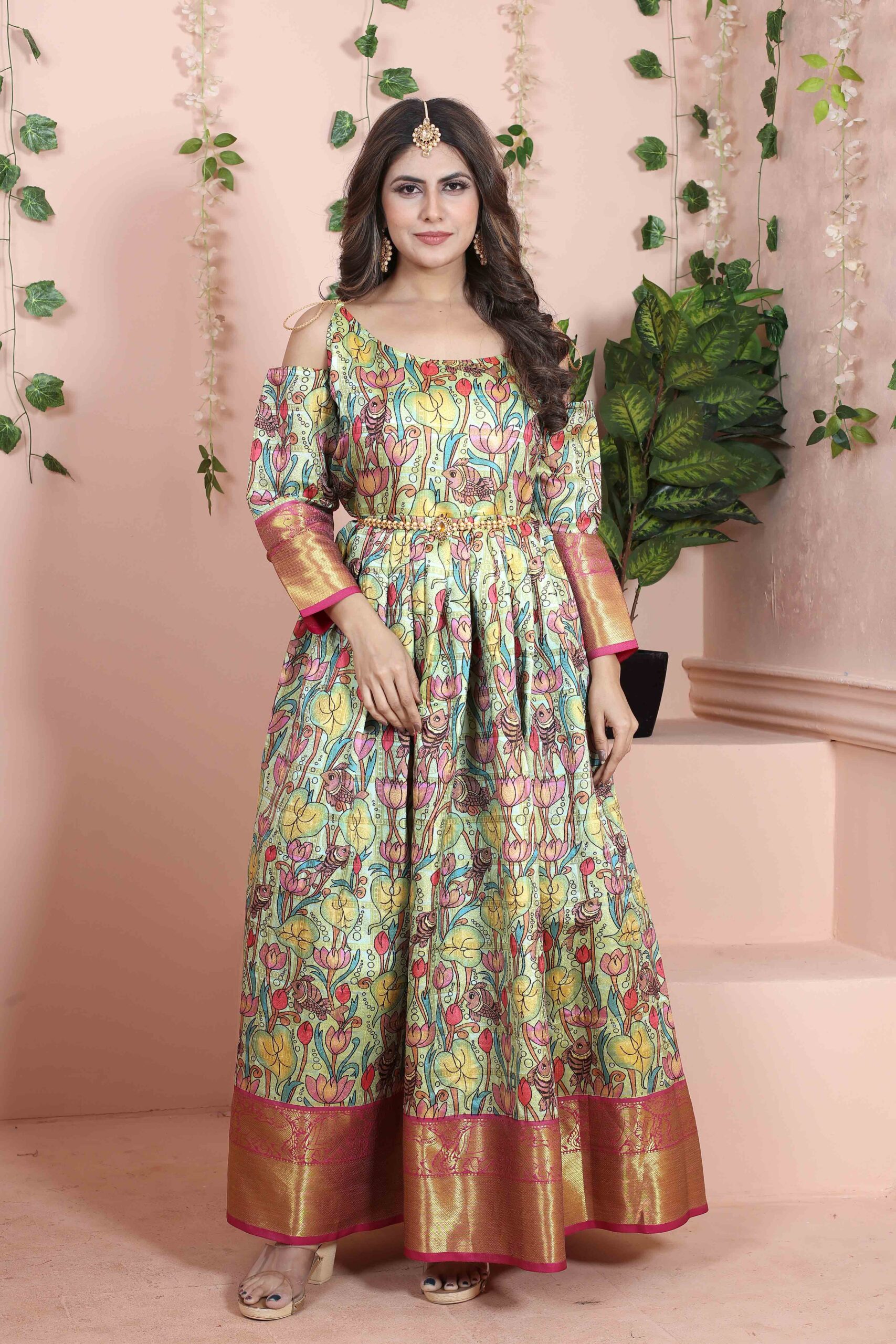 Buy Archana Jaju Peach Animal Hand Painted Kalamkari Kurta And Pant Set  Online | Aza Fashions