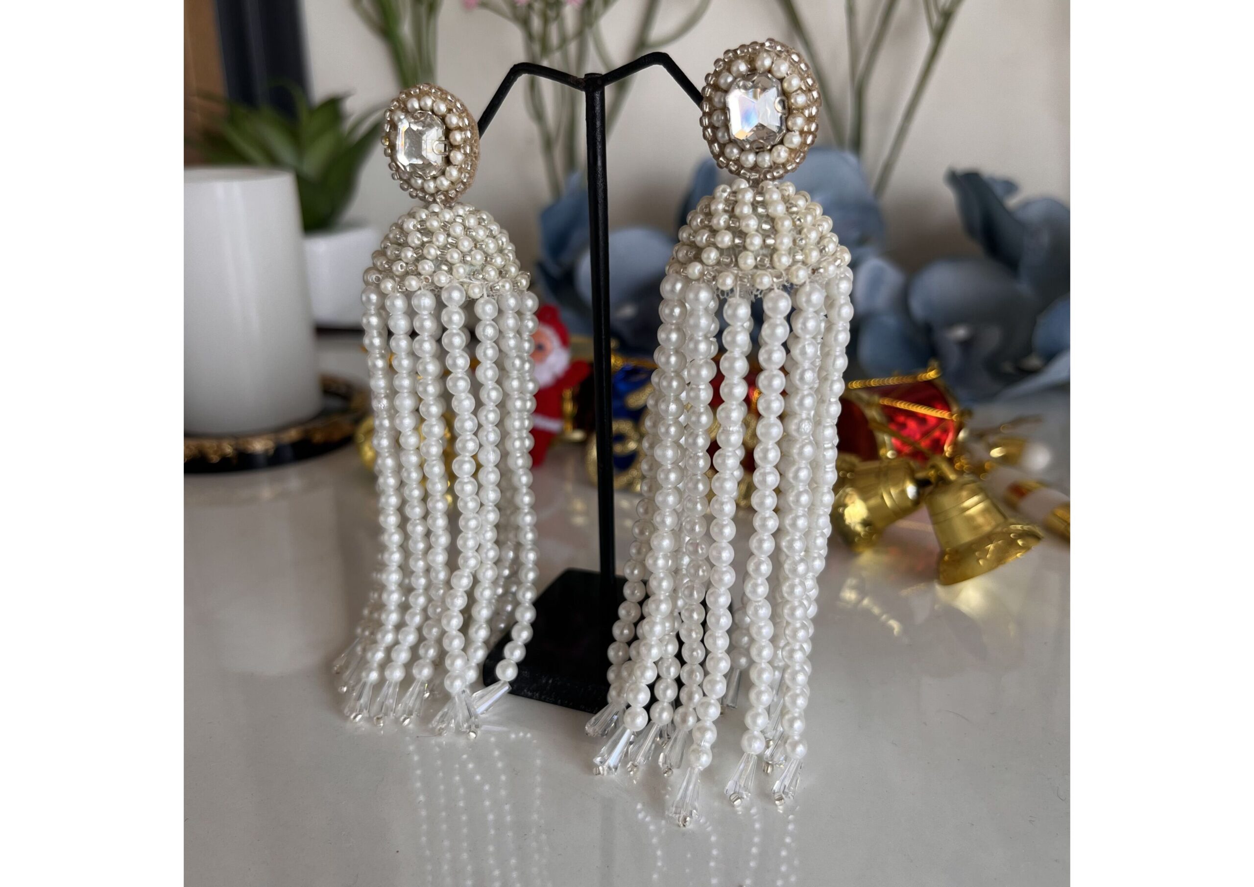 Gold Finish Pearl Chandbali Earrings In 925 Sterling Silver Design by  Kaari at Pernias Pop Up Shop 2023