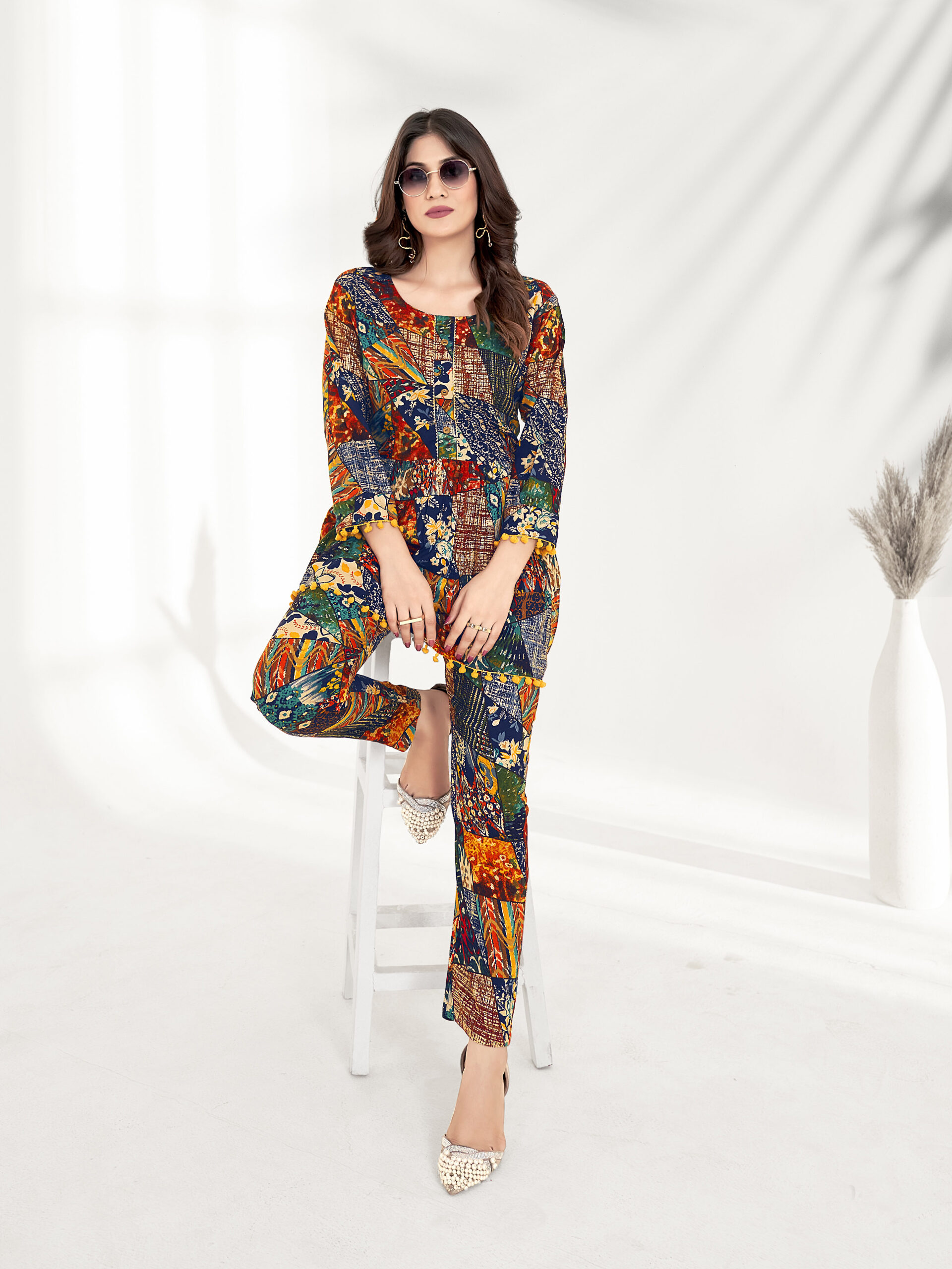 glass silk kurti